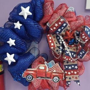 Patriotic  Wreath with Stars and Truck